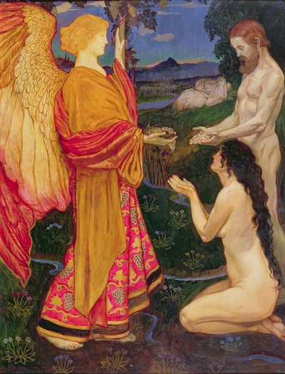 The Angel offering the fruits of the Garden of Eden to Adam and Eve by John Byam Liston Shaw